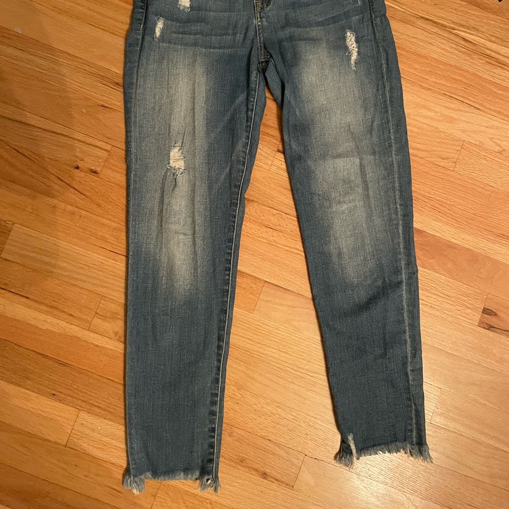SNEAK PEEK medium wash mid rise jeans